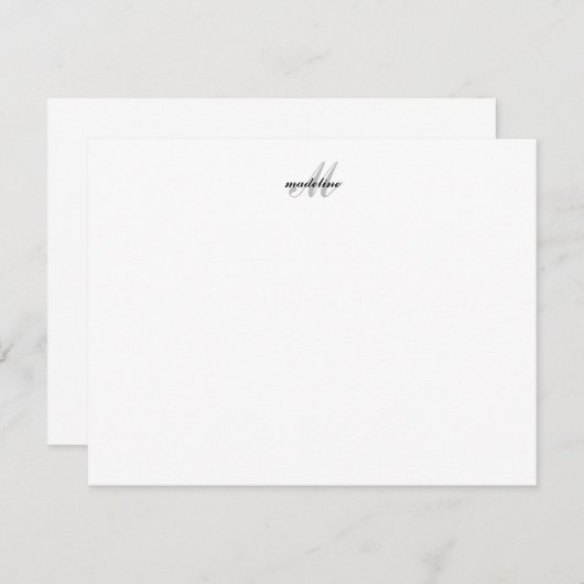 Modernes einfaches, elegantes Script Black Silver  Mitteilungskarte (Vorne/Hinten)