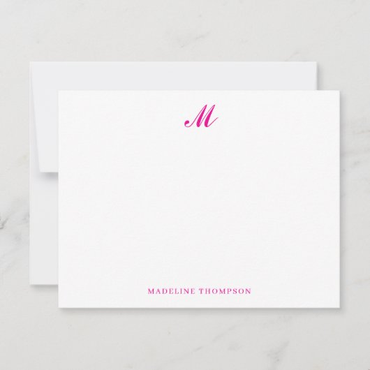 Modernes, einfaches, elegantes Script Magenta Pink Mitteilungskarte (Vorderseite)