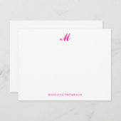Modernes, einfaches, elegantes Script Magenta Pink Mitteilungskarte (Vorne/Hinten)