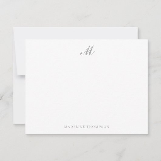 Modernes, einfaches, elegantes Skript Silver Gray Mitteilungskarte (Vorderseite)