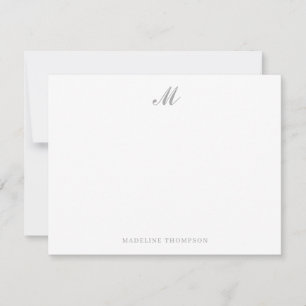 Modernes, einfaches, elegantes Skript Silver Gray  Mitteilungskarte