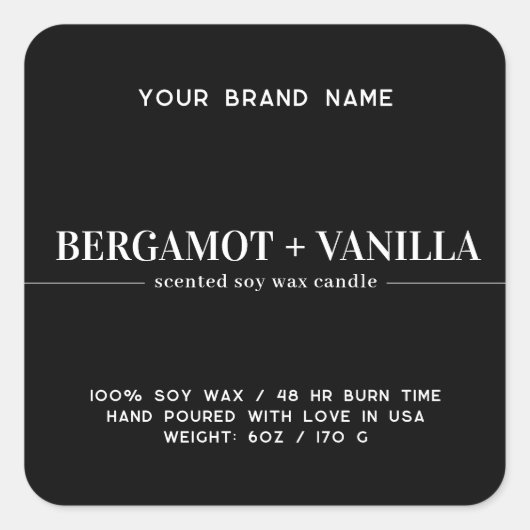 Modernes, einfaches Etikett für die Verpackung von Quadratischer Aufkleber (Vorderseite)