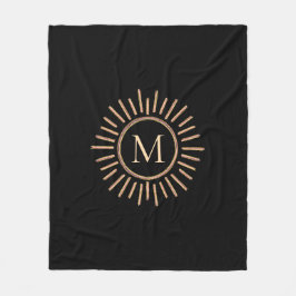 Modernes, einfaches, farbiges Monogramm-Schwarzes  Fleecedecke