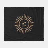 Modernes, einfaches, farbiges Monogramm-Schwarzes  Fleecedecke (Vorderseite (Horizontal))