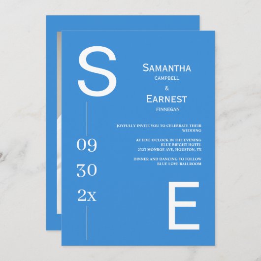 Modernes, einfaches, feines, helles blaues Foto Ho Einladung (Vorne/Hinten)