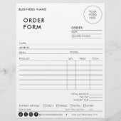 Modernes einfaches formales Bestellformular (Vorderseite)