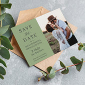 Modernes, einfaches Foto durch grüne Hochzeit Save The Date
