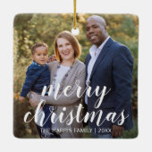 Modernes einfaches Foto Elegante Weihnachten Keramikornament (Rückseite)