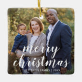 Modernes einfaches Foto Elegante Weihnachten Keramikornament (Vorderseite)