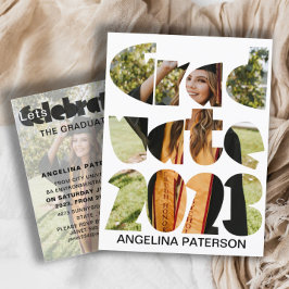 Modernes Einfaches Foto für Abschluss Schwarz & We Einladungspostkarte