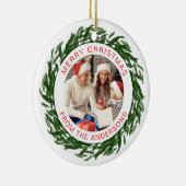 Modernes, einfaches Foto für Weihnachtskranke Keramik Ornament (Rechts)
