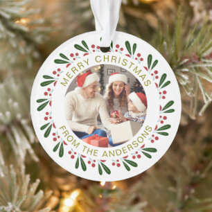 Modernes, einfaches Foto für Weihnachtskranke Ornament