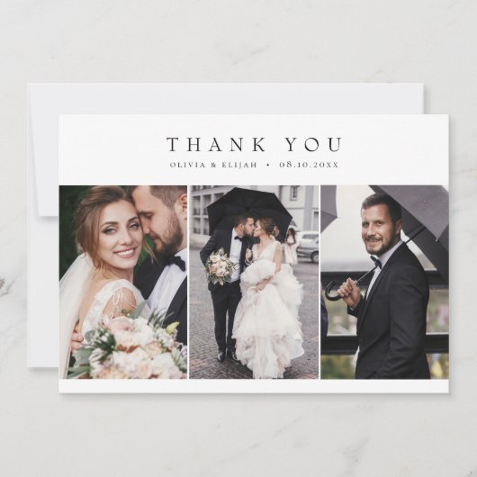 Modernes einfaches Foto Hochzeit W Note Multiphoto Dankeskarte (Vorderseite)