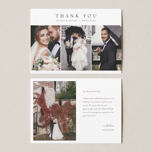 Modernes einfaches Foto Hochzeit W Note Multiphoto Dankeskarte