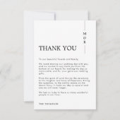 Modernes Einfaches Foto Hochzeitsstil Dankeskarte (Rückseite)