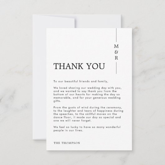 Modernes Einfaches Foto Hochzeitsstil Dankeskarte (Rückseite)