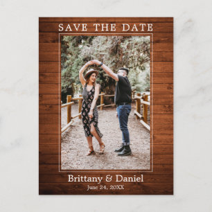 Modernes einfaches Foto Holz Save the Date Postkarte