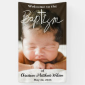 Modernes einfaches Foto kreuzen religiöse Taufe Banner (Vertikal)