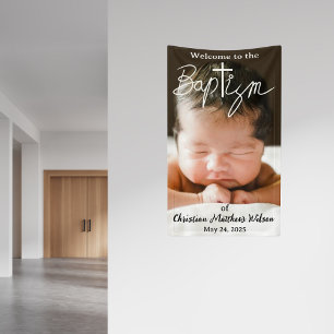 Modernes einfaches Foto kreuzen religiöse Taufe Banner