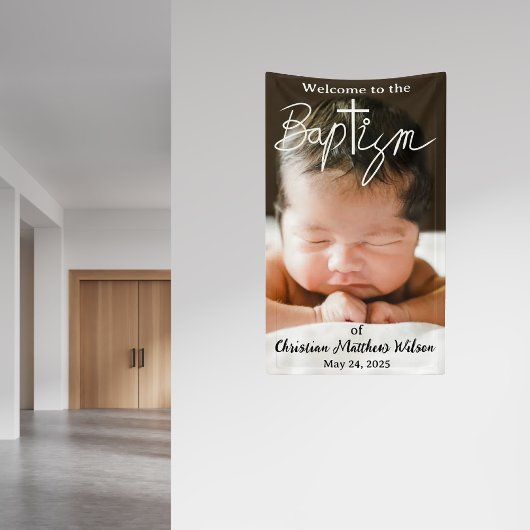 Modernes einfaches Foto kreuzen religiöse Taufe Banner