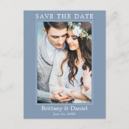 Modernes einfaches Foto Save the Date Dusty Blue Postkarte