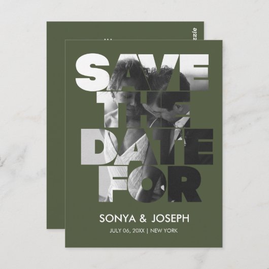 Modernes, einfaches Foto Save the Date Einladung Postkarte (Vorne/Hinten)