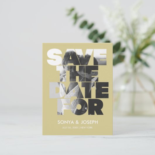 Modernes, einfaches Foto Save the Date Einladung Postkarte (Stehend Vorderseite)