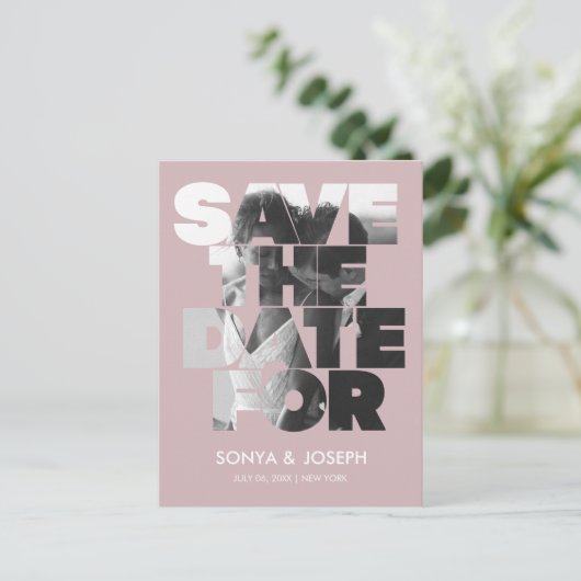 Modernes, einfaches Foto Save the Date Einladung Postkarte (Stehend Vorderseite)