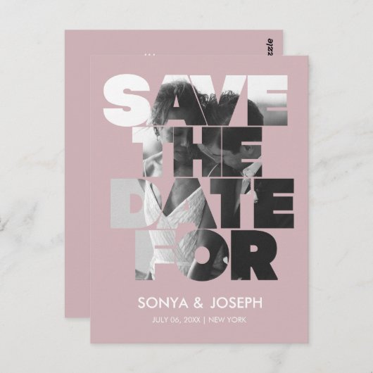 Modernes, einfaches Foto Save the Date Einladung Postkarte (Vorne/Hinten)
