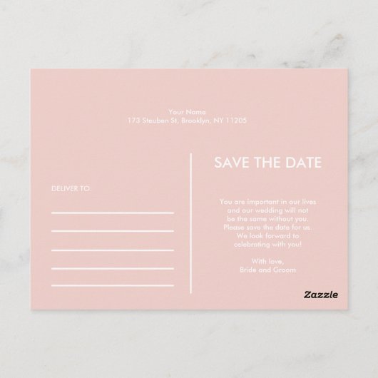 Modernes, einfaches Foto Save the Date Einladung Postkarte (Rückseite)