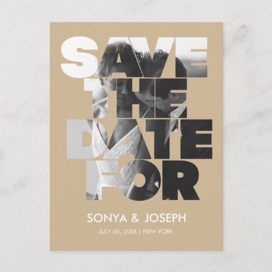 Modernes, einfaches Foto Save the Date Einladung Postkarte (Vorderseite)