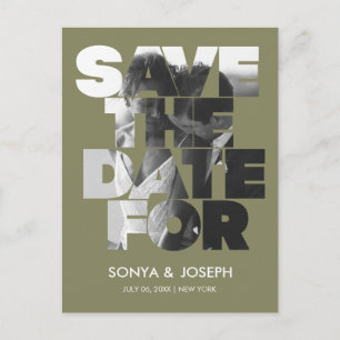 Modernes, einfaches Foto Save the Date Einladung Postkarte