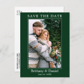 Modernes einfaches Foto Save the Date grün Postkarte (Vorne/Hinten)