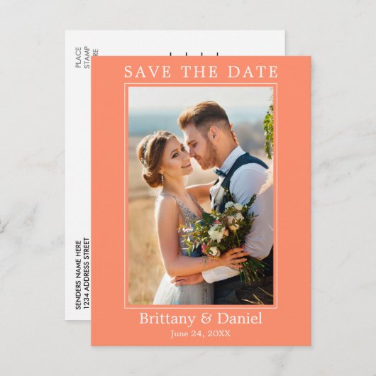 Modernes einfaches Foto Save the Date Korallenriff Postkarte (Vorne/Hinten)