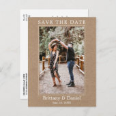 Modernes einfaches Foto Save the Date Kraft Postkarte (Vorne/Hinten)