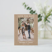 Modernes einfaches Foto Save the Date Kraft Postkarte (Stehend Vorderseite)