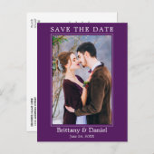 Modernes einfaches Foto Save the Date Lila Postkarte (Vorne/Hinten)