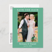 Modernes einfaches Foto Save the Date Neo Mint Postkarte (Vorne/Hinten)