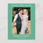 Modernes einfaches Foto Save the Date Neo Mint Postkarte (Vorderseite)