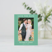 Modernes einfaches Foto Save the Date Neo Mint Postkarte (Stehend Vorderseite)