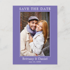 Modernes einfaches Foto Save the Date Periwinkle Postkarte