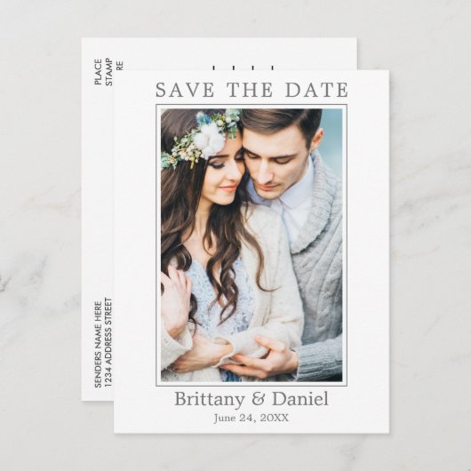 Modernes einfaches Foto Save the Date Postkarte (Vorne/Hinten)