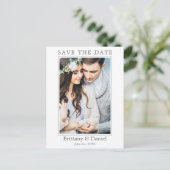 Modernes einfaches Foto Save the Date Postkarte (Stehend Vorderseite)