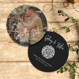Modernes einfaches Foto Save the Date QR Code Wedd Einladung