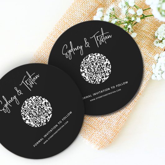 Modernes einfaches Foto Save the Date QR Code Wedd Einladung