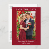 Modernes einfaches Foto Save the Date rot Postkarte (Vorne/Hinten)