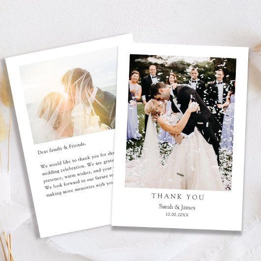 Modernes einfaches Foto Vielen Dank für Ihre Hochz Dankeskarte