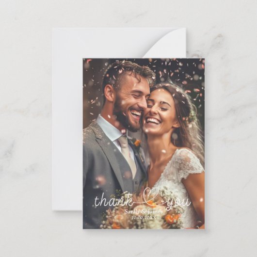 Modernes einfaches Foto Vielen Dank für Ihre Hochz Mitteilungskarte (Vorderseite)