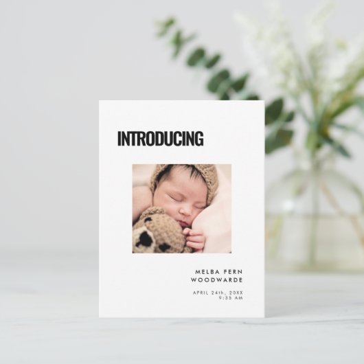 Modernes, einfaches Foto zur Einführung in das Geb Postkarte (Stehend Vorderseite)