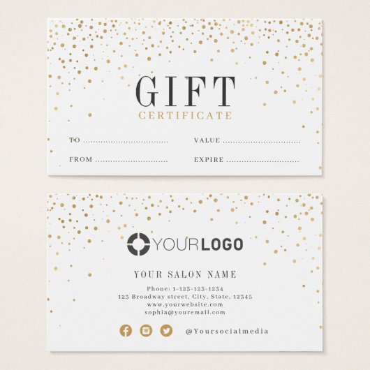 Modernes, einfaches Geschäft mit Gold-Glitzer (Vorne & Hinten)